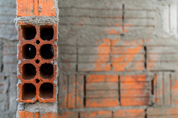 Under construction brick and cement background