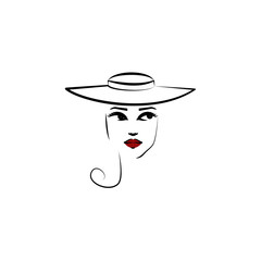 Cartwheel hat, girl icon. Element of beautiful girl in a hat icon for mobile concept and web apps. Thin lin Cartwheel hat, girl icon can be used for web and mobile