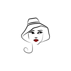 Casual hat, girl icon. Element of beautiful girl in a hat icon for mobile concept and web apps. Thin lin Casual hat, girl icon can be used for web and mobile