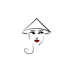 Coolie hat, girl icon. Element of beautiful girl in a hat icon for mobile concept and web apps. Thin lin Coolie hat, girl icon can be used for web and mobile