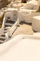 Stone steps, beautiful architectural details of Santorini island, Greece. Beautiful summer landscape