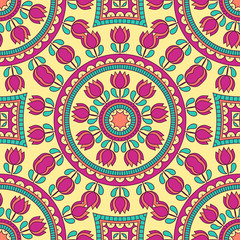 Fototapeta premium Hand drawn ornamental seamless pattern
