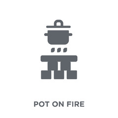 Pot on fire icon from Camping collection.