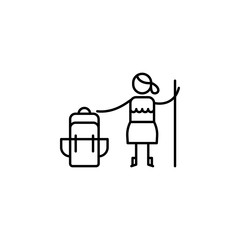 Cane, hiker icon. Element of people in travel line icon. Thin line icon for website design and development, app development. Premium icon