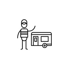 Caravan, Traveler icon. Element of people in travel line icon. Thin line icon for website design and development, app development. Premium icon