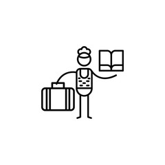 Notepad, diary, traveller icon. Element of people in travel line icon. Thin line icon for website design and development, app development. Premium icon