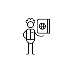 Passport, airplane, journey icon. Element of people in travel line icon. Thin line icon for website design and development, app development. Premium icon