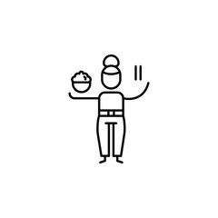Woman,  dish, cook icon. Element of people in travel line icon. Thin line icon for website design and development, app development. Premium icon