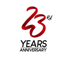 23 anniversary logo vector red ribbon - obrazy, fototapety, plakaty