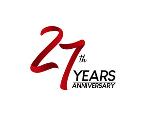 27 anniversary logo vector red ribbon