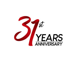31 anniversary logo vector red ribbon - obrazy, fototapety, plakaty