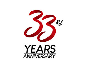 33 anniversary logo vector red ribbon
