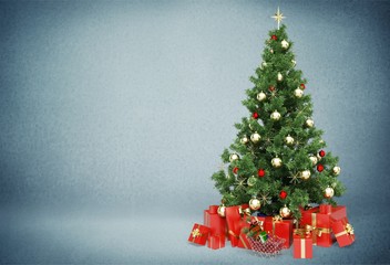Fototapeta na wymiar Beautiful Christmas Tree on white background.