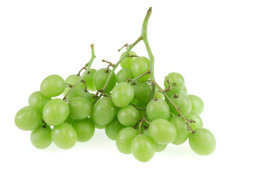 fresh green grapes isolated on white background