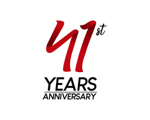 41 anniversary logo vector red ribbon