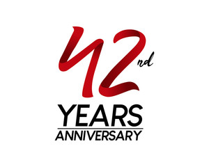 42 anniversary logo vector red ribbon