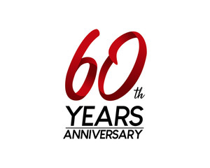 60 anniversary logo vector red ribbon