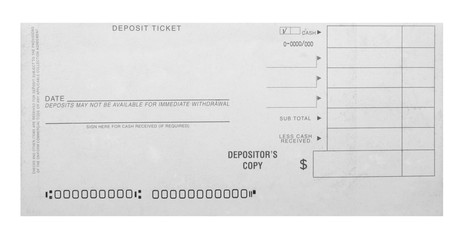 Blank Deposit Ticket