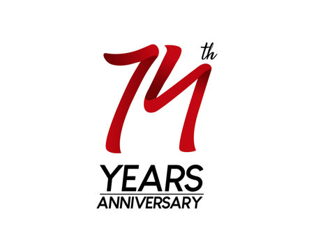 74 anniversary logo vector red ribbon