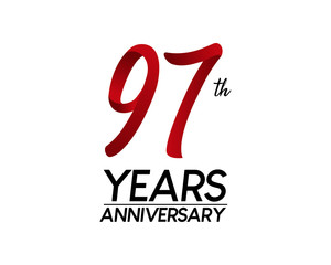 97 anniversary logo vector red ribbon
