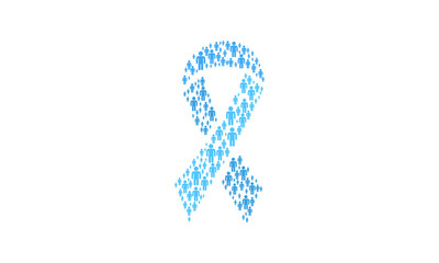 blue ribbon formed by multiple men symbols