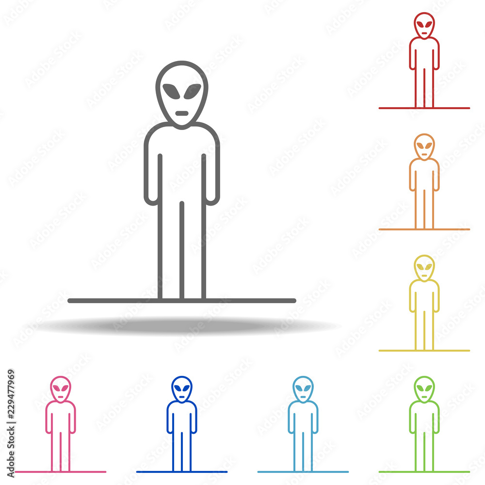 Poster alien icon. elements of conceptual figures in multi color style icons. simple icon for websites, web