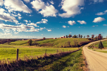 American Country Road Side View