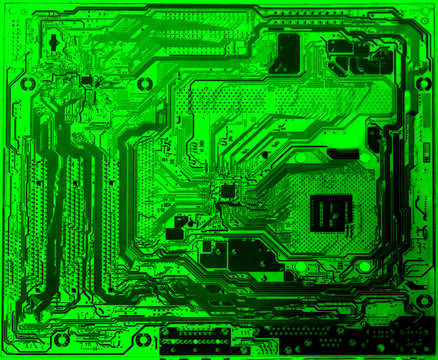abstract green background with black line diagrame mother board computer backside 