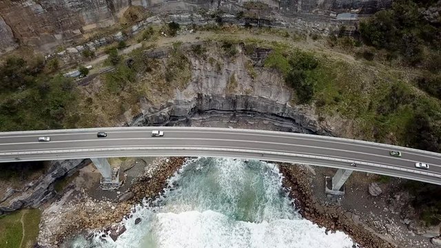 Sydney Wollongong sea cliff bridge drone footage