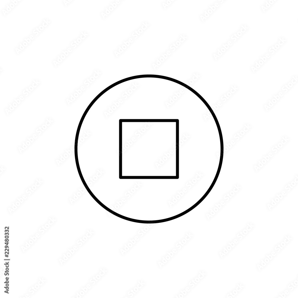 Poster stop circular button icon. element of simple web icon. thin line icon for website design and develop