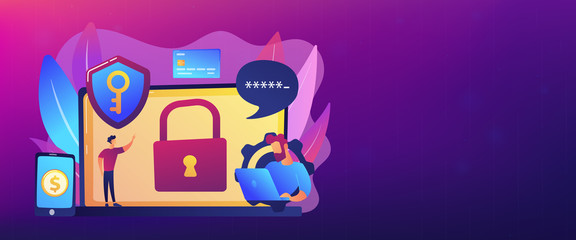 Cyber security software concept banner header.