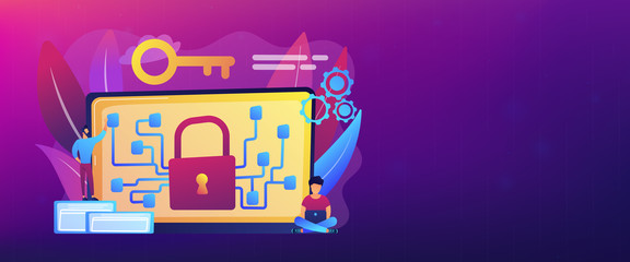 Cryptography and encryption concept banner header.