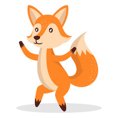 Obraz premium Illustration of cute fox dancing with his foot