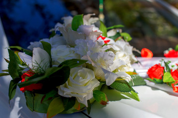 bouquet of white roses, wedding