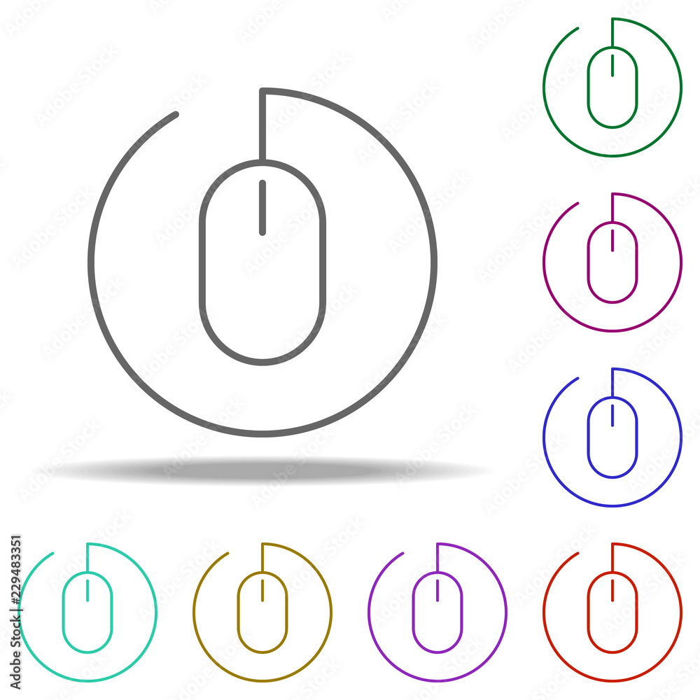 Poster pc mouse icon. elements of business in multi color style icons. simple icon for websites, web design