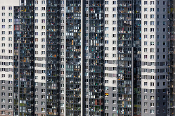 Fototapeta na wymiar Facade of a high-rise new apartment building
