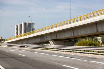 Fragment of the E 105 motorway in St. Petersburg