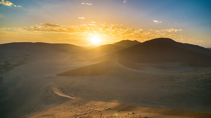 Sunrise landscape in desert of Namibia