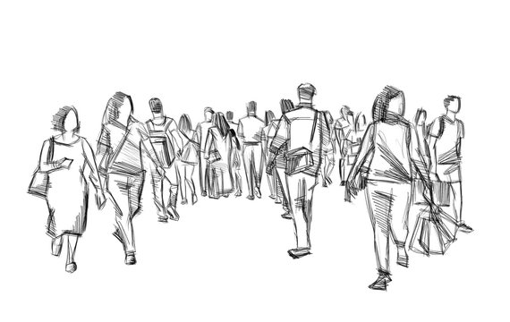 Group Of People Continuous One Line Vector Drawing. Crowd Standing At  Concert, Meeting. Royalty Free SVG, Cliparts, Vectors, and Stock  Illustration. Image 132706405.
