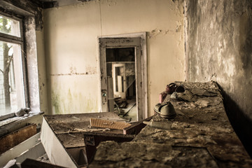 The abandoned buildings of the dead city of Chernobyl