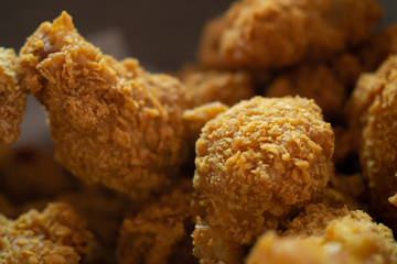 crispy fried chicken; closed up and selective focus.