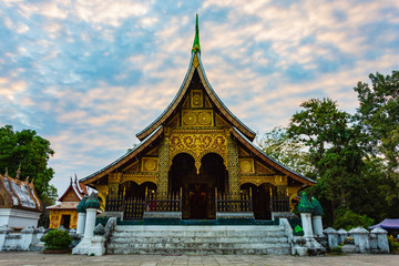 Fototapeta premium Wat Xieng Thong or The Golden City Temple. The most important buddhist temple in UNESCO World Heritage city, Luang Prabang, Laos.