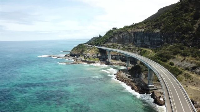 Sydney Wollongong sea cliff bridge drone footage