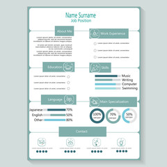creative modern cv resume with infographic template vector