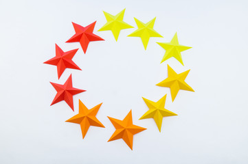 star made of paper the color of red orange yellow