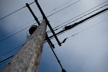 wooden pole and wires