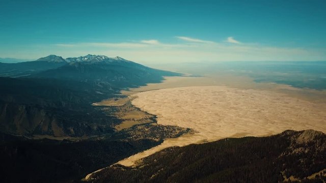 4k Drone - Great Sand Dunes, Sangre de Cristo Range.  Colorado Rocky Mountains