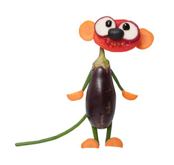 Idea of making a meerkat from eggplant and tomato © serg78