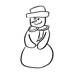 snowman smiling vector illustration sketch doodle hand drawn with black lines isolated on white background