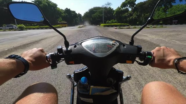 POV Electric Scooter Ride Road Slow Motion